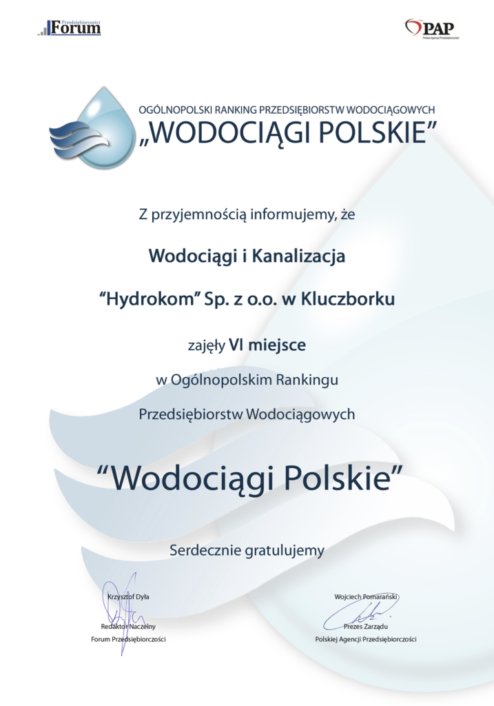 Dyplom 17.07.2015r. Wodociągi polskie